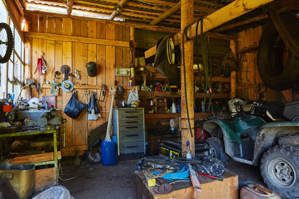 A junk-filled garage for garage clean outs by junkaholics junk removal