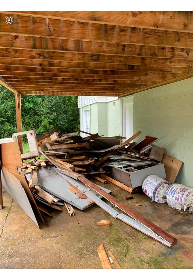 pile of junk outside home